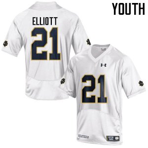 Notre Dame Fighting Irish Youth Jalen Elliott #21 White Under Armour Authentic Stitched College NCAA Football Jersey UGK8099KD